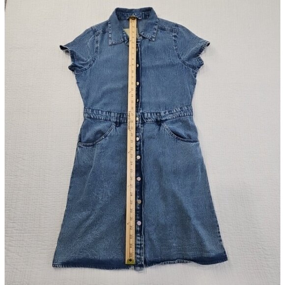J Gee Chambray Denim Shirt Dress Women's Medium Blue Western Boho Y2K NWT Snaps - Picture 5 of 13